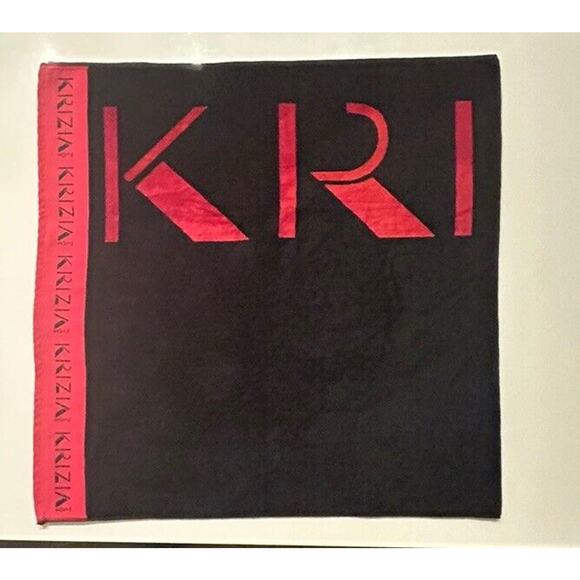 Vintage Krizia Home Bath Towel Red Black Post Modern Pattern Cotton - Picture 2 of 7
